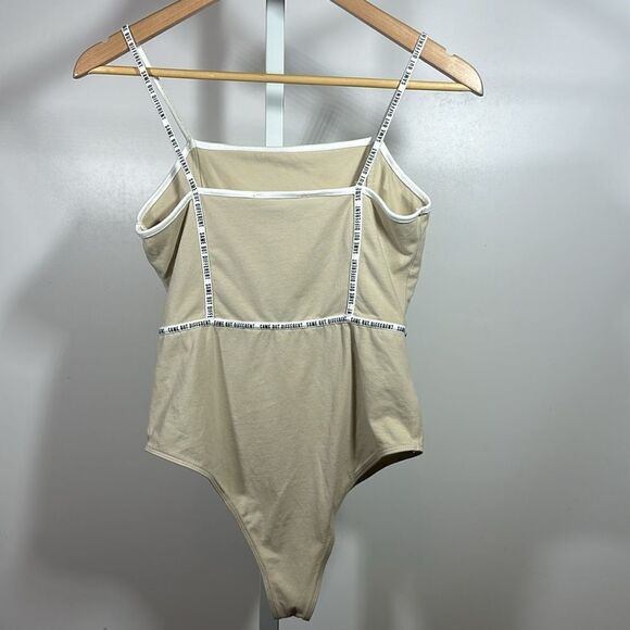 TALLY WEIJL Women's Same But Different Spaghetti Strap Bodysuit Nude Size Large - Picture 7 of 10